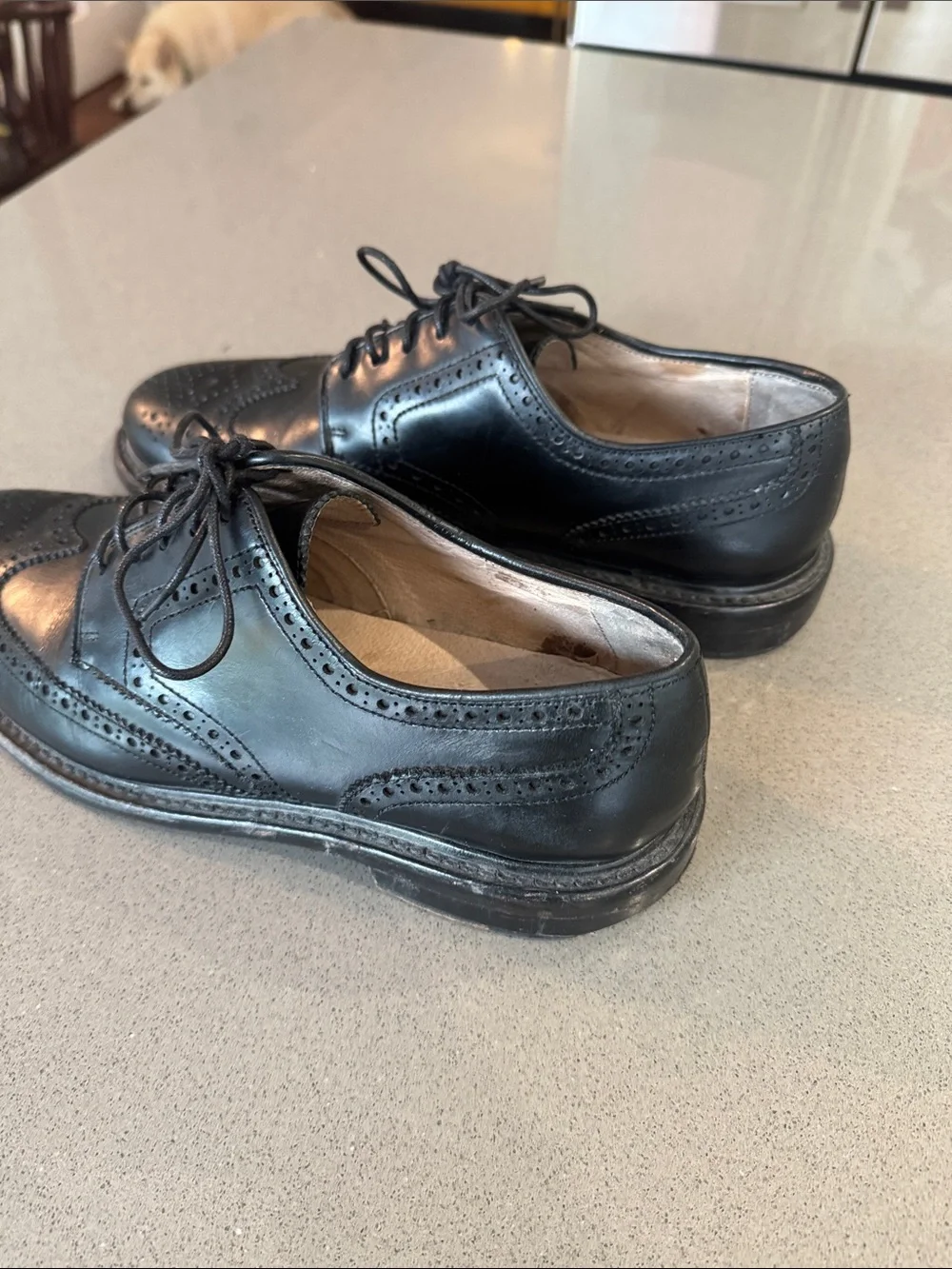 J. Crew Men’s Black Leather Wingtip Oxfords Size 10